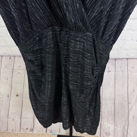 RACHEL Rachel Roy Metallic Faux Wrap Cocktail Black Dress Size Large - Picture 4 of 6